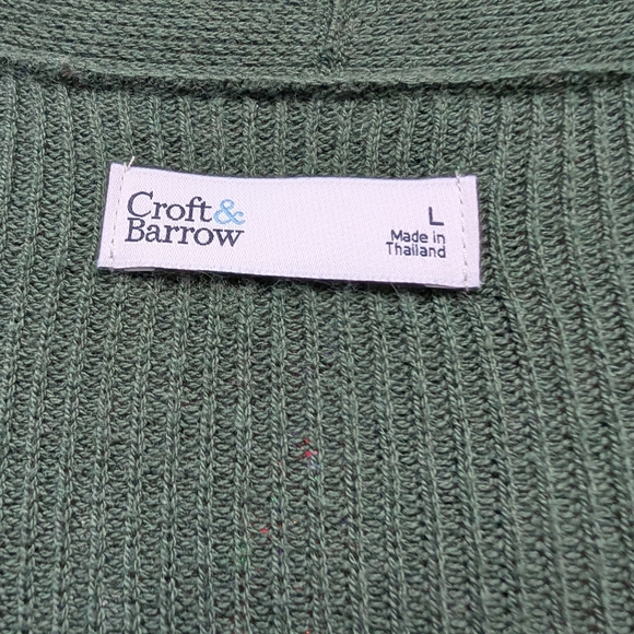 Croft & Barrow Classic Ribbed Open-Front Cardigan Maine Green, LARGE (EUC) - Picture 2 of 6